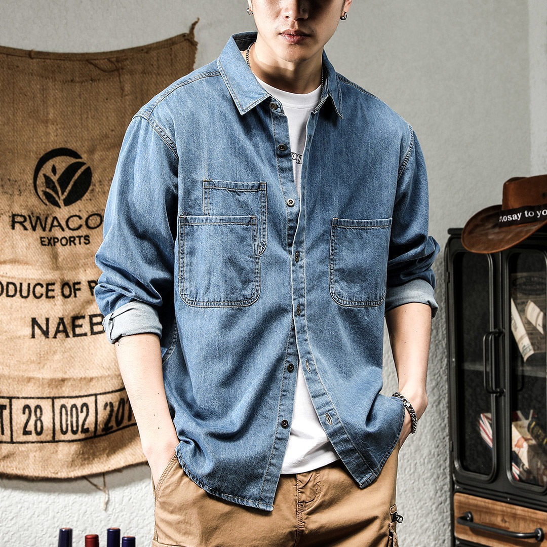 Winter Clothing Pk - Primavera ruffian bonito denim ferramentas camisa